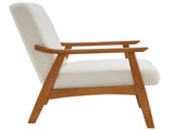 Solid Wood Armrest Teddy Velvet Simple Single Indoor Lounge Chair Backrest Creamy-White 76732988