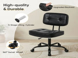 Ergonomic PU Leather Desk Chair, Armless Rolling Chair with Thickened Cushion for Small 47488096