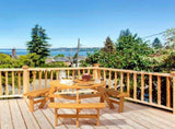 6-Person Outdoor Circular Wooden Picnic Table with 3 Built-In Benches, Outside Table and Bench Set 87268560