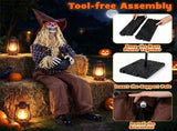 53" Halloween Sitting Scarecrow Animatronic with Jump Scare Motion, Sound Triggered Spooky 44685308