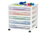 5 Drawers Scrapbook Plastic Rolling Storage Cart with Organizer Top with Casters, White 34557893