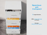 () 3-Drawer P2 Particleboard Melamine Wood Filing Cabinet with Embossed Design 55943648