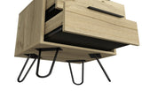 Nightstand 22" H, Four hairpin legs, Two Drawers, Light Oak B097132919
