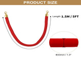8PCS Velvet Ropes and Posts, 5 ft/1.5 m Red Rope, Stainless Steel Gold Stanchion with Ball Top, Red W3280P326568