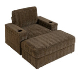42" Oversized Chaise Lounge Indoor,Faux Rabbit Fur Sofa Bed with Storage Ottoman and N723P232726D