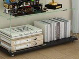 4-Tier Glass Display Cabinet with 5 Dynamic LED Modes, Double Doors & Fixed Shelves for Easy Access, W2700P353067