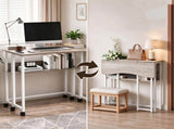 31.5" Computer Desk, Grey Embossed Melamine Tabletop with White Legs, P2 16046246