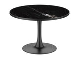 31.5" Round Modern Tulip Dining Table, Sintered Stone Tabletop with Luxury Faux Marble Print, Carbon W3316P540349