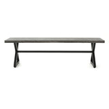 ZNTS Outdoor Aluminum Dining Benches with Steel Frame, 2-Pcs Set, Grey / Black 61625.00BGRY