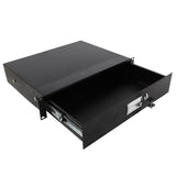 ZNTS 19" 2U Steel Plate DJ Drawer Equipment Cabinet with Keys Black 19646401