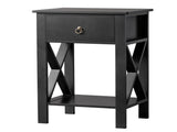 2PCS Side Intersection Style Bedside Table Coffee Table with Two-layer Drawer Black 31379383