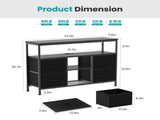 TV Stand with Power Outlets and LED Light for 43-inch TV, Double-layer 4 Fabric Drawers for Living 82785696