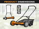 18-Inch 5-Blade Push Reel Lawn Mower with Grass Catcher, Manual Walk-Behind Mower with 4-Level 99467994
