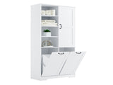 Bathroom Storage Cabinet with Doors and Drawers, Tilt-Out Laundry Hamper, Multiple Storage Space, 81413767