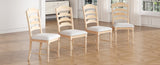 TOPMAX Vintage Traditional 4-Piece Upholstered Dining Chairs, Serrated Dining Backs, Natural N717P170412A
