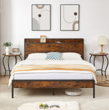 ZNTS Bed frame with charging station queen size,87.80'' L x 61.80'' W x 39.2'' H W1162123743