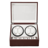 ZNTS Brown Leather Watch Winder Storage Auto Display Case Box 4 6 Automatic Rotation 27700804