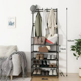 ZNTS 5-Tier Shoe Rack Shoe Storage for Entryway,Narrow Shoe Rack,Coat and Shoe Rack with 8 Hooks 89388992