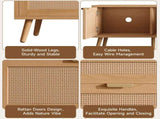 70inch Modern TV Stand with Rattan Doors for TVs up to 80", Media Console with Storage Space & Cable 42043757