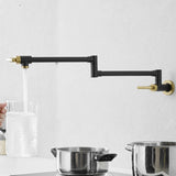 Brass Made Pot Filler, Black & Gold Pot Filler Faucet, Wall Mount Folding Kitchen Sink Pot Filler W1932P186932