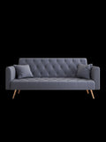 71-inch convertible love seat sofa, American vintage grey velvet material, suitable for small living W1658127032