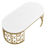 Modern Oval Coffee Table with Cut-Out Pattern Metal Stainless Steel Frame in 47.2" N735P192911K