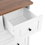 White Dresser with 5 Drawers, Tall Chest of Drawers, 5 Drawer Dresser with Deep Space, Wood Storage W1157P307950