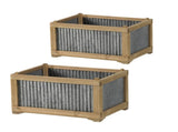 Set Of 2 Rectangular Rustic Planter, L20x14x11.5" S17x12x10" W2078P323425