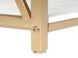 2-Tier Console Table, Gold Sofa Entry Table with White Top and Gold Metal Frame 58656376