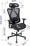 Mesh Office Chair Back Height Adjustable with Wheel Legs,Lumbar Support, Adjustable 28920866