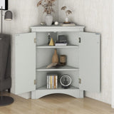 ZNTS Grey Triangle Bathroom Storage Cabinet with Adjustable Shelves, Freestanding Floor Cabinet for Home WF291467AAE