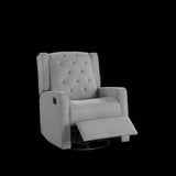 Contemporary Dark Gray Color Polyfiber Swivel Recliner Chair 1pc Manual Motion Wing Back Tufted B011P184988