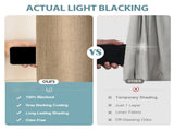 2pcs yellow 100% blackout curtains with snap-on top, suitable for hanging use. They have functions 04467982