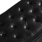 Upholstered tufted button storage bench ,Faux leather entry bench with spindle wooden legs, Bed W2186P151305