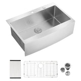 33x22x10"Farmhouse Apron Single Bowl Stainless Steel Kitchen Sink W2898P228903