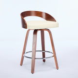 Bar Stools Set of 2, Swivel Bar Height Stools with Low Back, Wood Bar Chairs with Soft Cushion Seat, W1143P173432