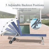 Chaise Lounge Outdoor Set of 2, Lounge Chairs for Outside with Wheels, Outdoor Lounge Chairs with 5 W1859109846