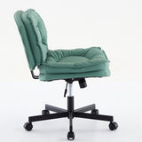 ZNTS Armless-Office Desk Chair with Wheels: PU Leather Cross Legged Wide Chair,Comfortable Adjustable 62866664