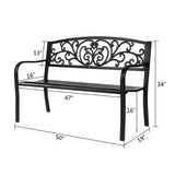 ZNTS 50" Iron Outdoor Courtyard Decoration Park Leisure Bench 63727074