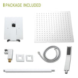Dual Shower Head - 16 Inch Ceiling Mount Square Shower System with Rough-in Valve, Chrome W124357657