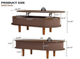 Fluted Lift Top Coffee Table with Hidden Compartment, Wooden Center Table, Modern Oval Lift Tabletop 32995757
