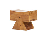 Nico Reclaimed Wood Sculptural Stool Ottoman, Honey Aged Brown Reclaimed Pine Wood B2719P485504