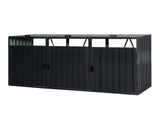 Garbage Bin Shed Stores 3 Trash Cans Metal Outdoor Bin Shed for Garbage Storage,Stainless Galvanized W540120221