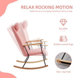Adjustable Headrest Pillow Rocking Chair, Teddy Fabric Upholstered Glider Rocker with High Backrest, W1669P220429