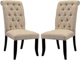 Dining Room Furniture Contemporary Rustic Style Beige Fabric Upholstered Tufted Set of 2 Chairs HS11CM3564SC-ID-AHD