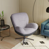 360&deg Swivel Office Chair, Modern Chenille Chair with Faux Leather and Black Metal Base Frame, No N817P205024G