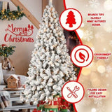 Artificial 7ft Flock LED-lit Christmas Tree with 1072PVC Mixed Branch Tips,Hinged Premium & Foldable 51361762