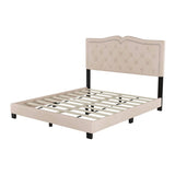 Queen Size Upholstered Bed Frame with Rivet Design, Modern Velvet Platform Bed with Tufted 90764002