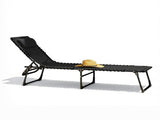 Black Folding Chaise Lounge Pool Chair for Poolside Sunbathing, 4-Position Reclining Back, Pillow, 61233433