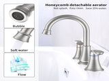 2-Handle 8 inch Widespread Bathroom Sink Faucet Brushed Nickel Lavatory Faucet 3 Hole 360&deg Swivel 89343189